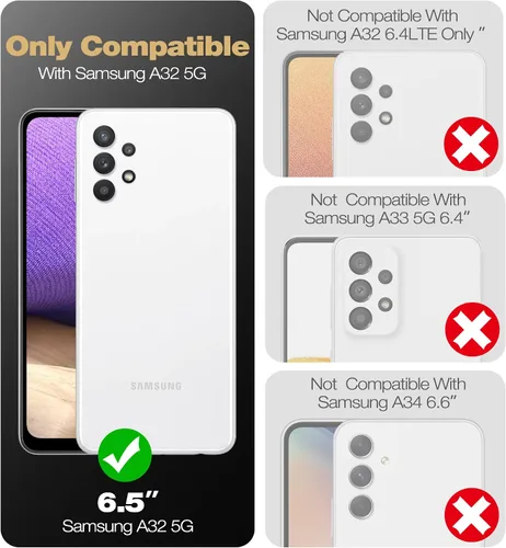 Miniatura 2 de Dexnor Funda para Samsung Galaxy A32 5G, [Protector de pantalla y soporte integrados] Protección de grado militar resistente a prueba de golpes