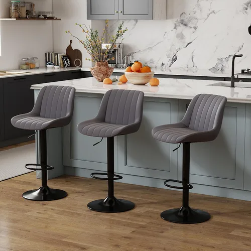 Miniatura 36 de Youhauchair - Juego de 1 taburete de bar, taburetes giratorios de altura de mostrador con respaldo, sillas de bar ajustables de piel sintética