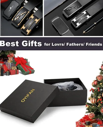 Miniatura 7 de Oyifan Cinturón negro para hombre, cinturón de diseñador de cuero genuino para hombre, cinturón de moda para hombre, cinturón casual para hombre