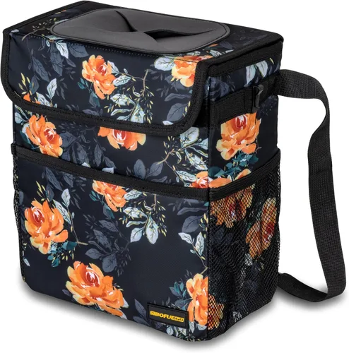 SIBOFUEGO Bonito bote de basura para automóvil con tapa, contenedor de basura plegable multiusos para automóvil, organizador a prueba de fugas, bote