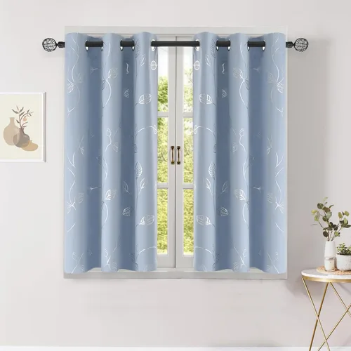 Miniatura 56 de BUHUA - Cortinas opacas blancas, cortinas plateadas, juego de 2 paneles de cortinas con ojales para dormitorio, elegante tratamiento de ventana