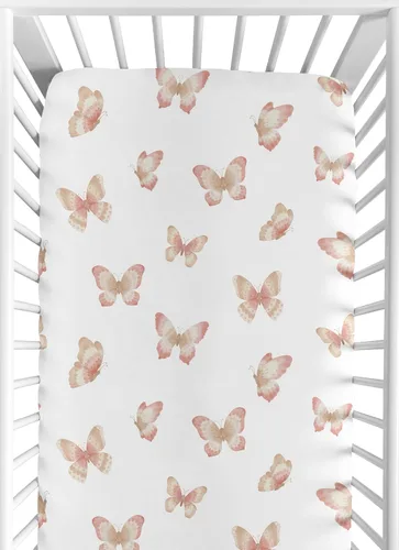 Miniatura 16 de Sweet JoJo Designs Sábana bajera ajustable para cuna portátil para bebé niña coral y turquesa para colección de plumas, para mini cuna o paquete
