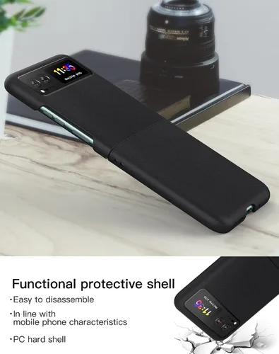 Miniatura 3 de Funda delgada para Moto Razr 2023, parte trasera de policarbonato duro, sensación esmerilada, soporte de carga inalámbrica, ligera, a prueba de Negro