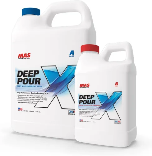 MAS Epoxies Deep Pour X Kit de resina epoxi, 1.5 galones, (resina de 1 galón + 0.5 galones más dura) para fundición, encapsulación, llenado de