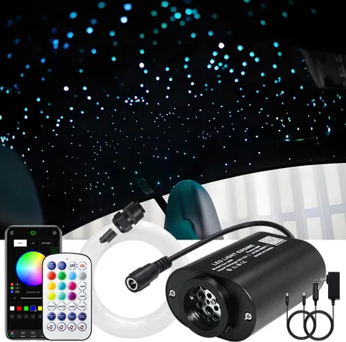 Miniatura 15 de AKEPO - Kit de luz musical RGBW de 6 W, tamaño mini, parpadeante, fibra óptica, controlada a través de aplicación, para el hogar y el automóvil, 600