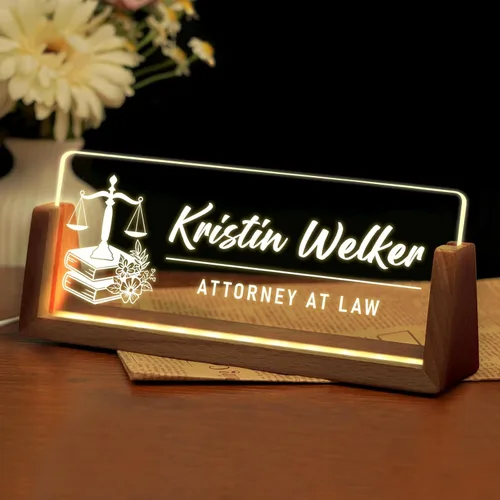 Miniatura 26 de Placa de nombre de escritorio personalizada, placa de identificación acrílica personalizada para escritorio, decoración de oficina para mujeres