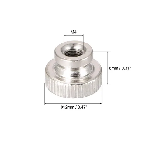 Miniatura 3 de uxcell Tuercas moleteadas, 10 piezas de perillas redondas de hierro M4x0.0.276 in para piezas de impresora 3D, tono plateado