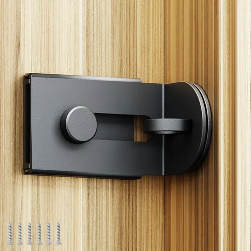 Miniatura 7 de Cerradura de puerta corredera, cerradura de cerrojo de puerta de 90 grados, candado de seguridad de ángulo recto de acero inoxidable con tornillos