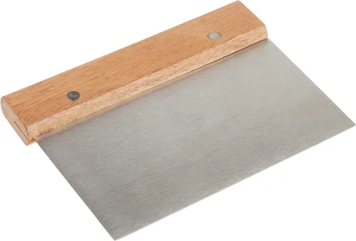Miniatura 5 de Soro Essentials - Juego de 2 raspadores de masa de acero inoxidable de 6 pulgadas con mango de madera para pan, pizza, raspador de masa, picador