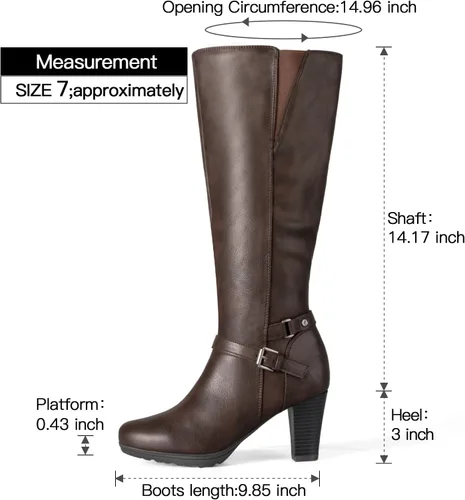 Miniatura 6 de mysoft Women's Knee High Boots Chunky Heel Boots with Zipper