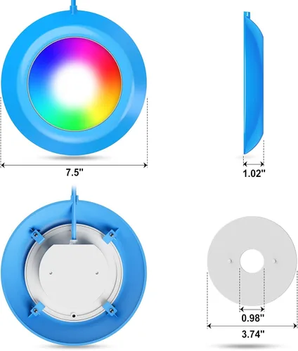 Miniatura 7 de LyLmLe Luces LED de piscina, Luz magnética sumergible inteligente RGB de 20W con control por APP, 800lm regulable, luces subacuáticas IP68 Azul