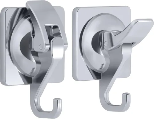 Miniatura 7 de Ganchos de ventosa para ducha, 2 ganchos de corona, decorativos chapados en plata, toalla impermeable, pared extraíble, 15 libras. Comando - Amplia