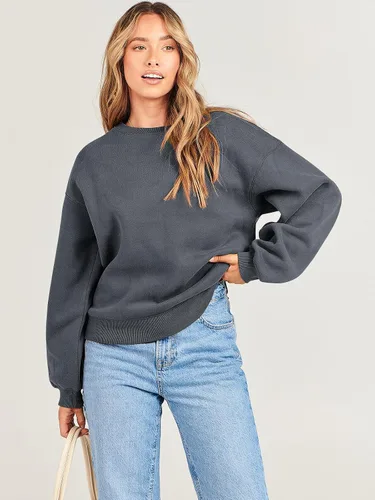 Miniatura 8 de ANRABESS Sudadera de manga larga para mujer, casual, cuello redondo, ajuste holgado, sudadera con capucha de forro polar para otoño