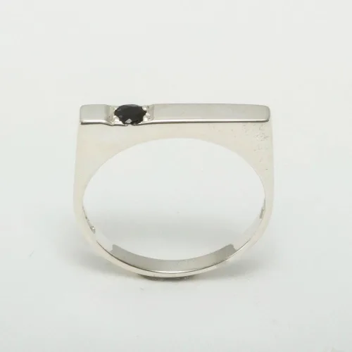 Miniatura 2 de Anillo de aniversario solitario de plata de ley 925 con zafiro auténtico para hombre, Metal Metal Piedra preciosa, Zafiro