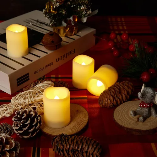 Miniatura 4 de IMAGE Velas de té sin llama con temporizador y control remoto, paquete de 12 velas votivas sin llama para decoración del hogar, bodas y eventos.