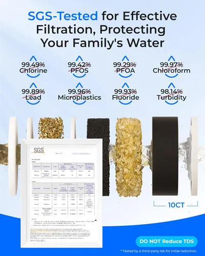 Miniatura 2 de Waterdrop TSA filtro de agua de 3 etapas debajo del fregadero, conexión directa al grifo del hogar, elemento certificado NSF/ANSI 42, EE.UU. Tech