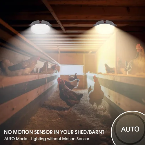 Miniatura 5 de Paquete de 2 luces solares de techo con sensor de movimiento, regulables de 6000 K/4000 K/3200 K, luz solar de cobertizo con interruptor