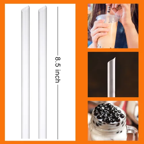 Miniatura 2 de ALINK 100 popotes Boba de plástico transparente, 1/2 pulgadas de ancho x 8 1/2 pulgadas de largo, desechables para té de burbujas, batidos, perlas