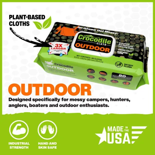 Miniatura 3 de Crocodile Cloth Toallitas de limpieza para exteriores, toallitas multisuperficie a base de plantas, prehumedecidas, aloe y vitamina E, seguras