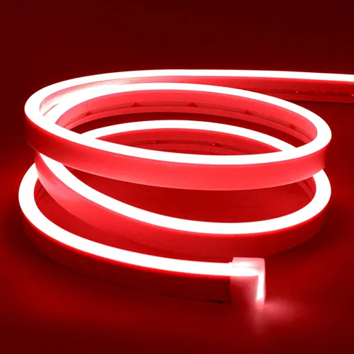 Lamomo Luces LED de Neón, Tira de Luz LED Roja de 16.4 pies, 12V 0.39 pulgadas/Corte Luz de Cuerda de Neón de Silicona Impermeable, Letrero de Neón