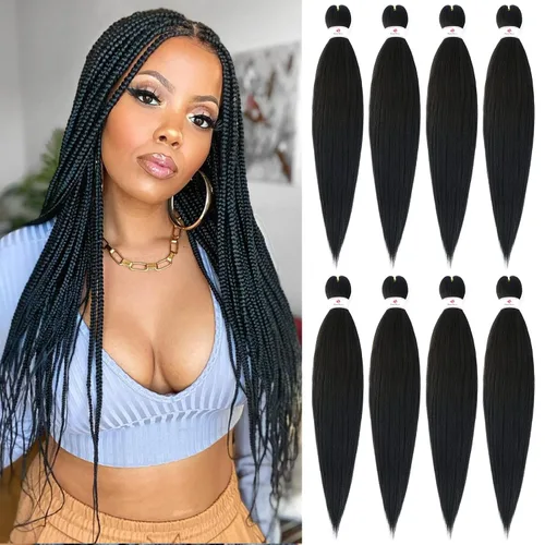 Miniatura 20 de Beyond Beauty - Trenzas preestiradas de cabello profesional sin picazón, ajuste de agua caliente, fibra sintética, textura Yaki, extensiones