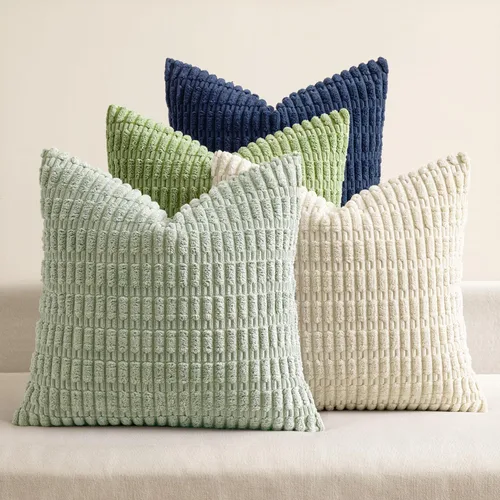 Miniatura 20 de MIULEE Juego de 4 fundas de almohada decorativas de pana estilo bohemio de primavera de 18 x 18 pulgadas para sofá, sala de estar, sofá y cama