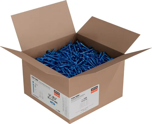 Miniatura 7 de Simpson Strong-Tie TNT25214H Titen Turbo 1/4 pulgadas x 2-1/4 pulgadas. Tornillo de cabeza hexagonal para hormigón y mampostería, azul (100 unidades)