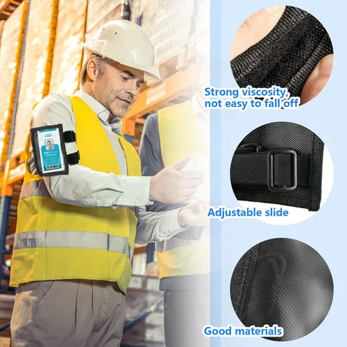 Miniatura 3 de Chinco 2 unidades de soporte para credencial de identificación de brazo, ajustable, color negro, impermeable, bolsa de identificación de esquí