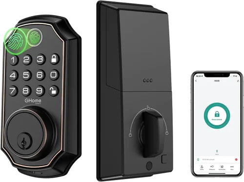 GHome Smart cerradura inteligente para puerta KD30, cerrojo inteligente con huella dactilar para puerta delantera, cerradura de puerta de entrada