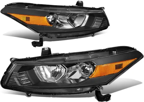 DNA MOTORING Faros delanteros de proyector estilo OE compatibles con Honda Accord 2-Dr Coupe 08-12, negro/ámbar, HL-OH-HA082D-BK-AM-T2