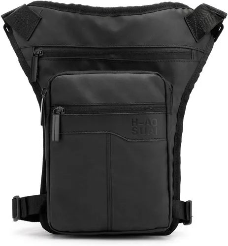Miniatura 2 de Riñonera para muslos al aire libre para hombres y mujeres, riñonera para montar en motocicleta, bandolera para montar al hombro, senderismo, 01-Negro