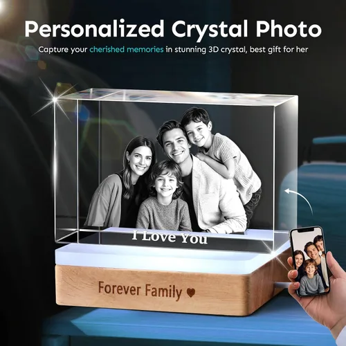 Miniatura 2 de Foto de Cristal 3D Personalizada Imagen 3D en Cristal - Regalo para Mamá Esposa Ella Abuela Él Papá Navidad Año Nuevo Cumpleaños Boda Parejas Paisaje