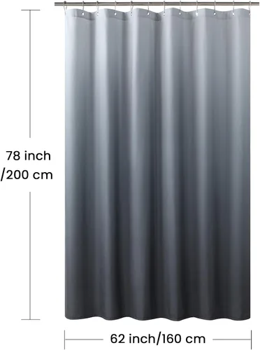 Miniatura 174 de Cortinas de Ducha Negras, Cortinas de Ducha de Poliéster Impermeable con Rayas Horizontales Degradadas en Blanco y Negro Modernas para Baño, 72x72