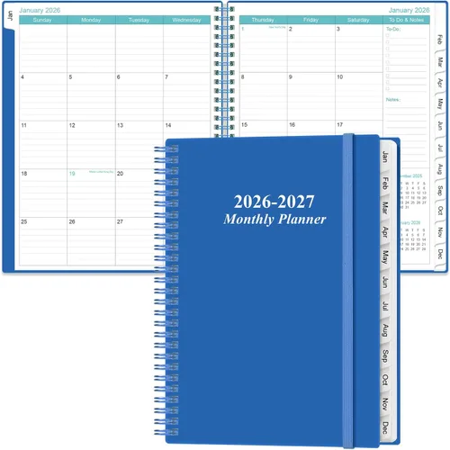 Miniatura 22 de Agenda mensual 2026-2027, enero 2026 a junio 2027, dos páginas por mes, calendario mensual de 18 con pestañas, bolsillo interior, 6.4 x 8.5 Negro