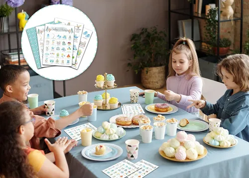 Miniatura 6 de Tarjetas de bingo para bebé, juego azul para baby shower para 24 jugadores, juegos de fiesta de revelación de género para actividades familiares