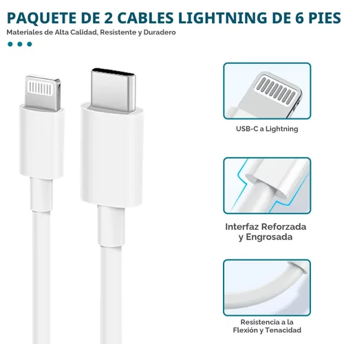 Miniatura 5 de Cargador rápido para iPhone, cargador de iPhone de carga rápida, paquete de 2 bloques de cargador de pared USB C, cargadores rápidos para iPhone