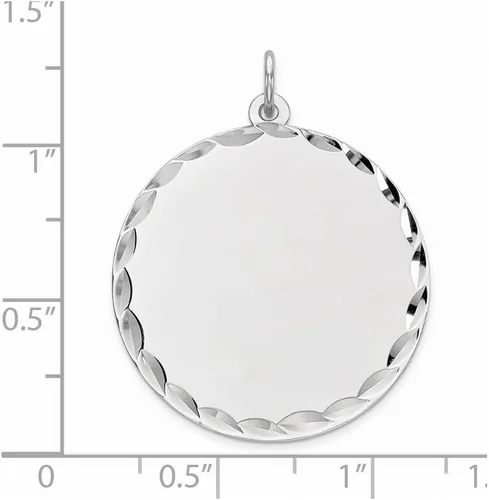 Miniatura 2 de Colgante de plata de ley 925 maciza grabable con disco redondo (1.142 in de alto x 1.024 in de ancho), Plata esterlina