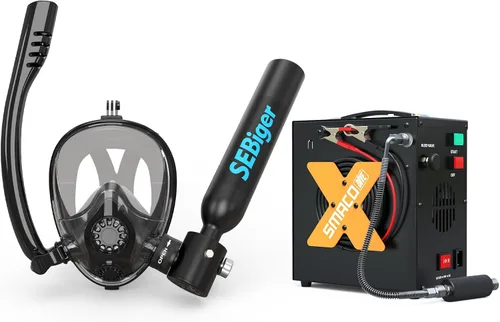 Miniatura 13 de Máscara de snorkel Mini tanque de buceo 0.5L hasta 6 minutos de respiración submarina dentro de 30 pies de profundidad de buceo pequeño tanque