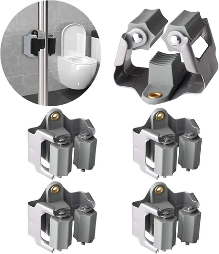 Miniatura 8 de 3-H Soporte para trapeador y escoba de gran tamaño para colgar 2.2 lbs extra, paquete de 10 soportes de pared para colgar y organizar rastrillo