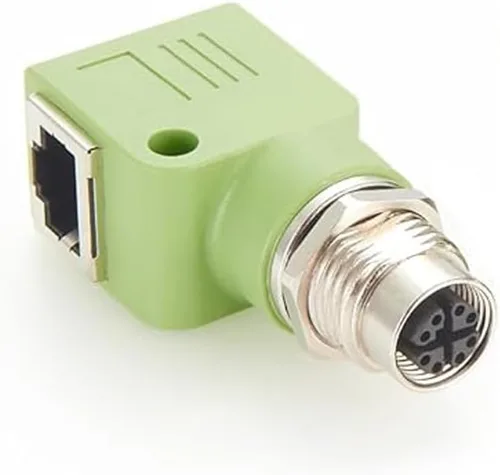 Miniatura 8 de Elecbee Adaptador de mamparo M12 a RJ45 impermeable M12 A Código 8 Pin hembra a RJ45 Jack de ángulo recto naranja