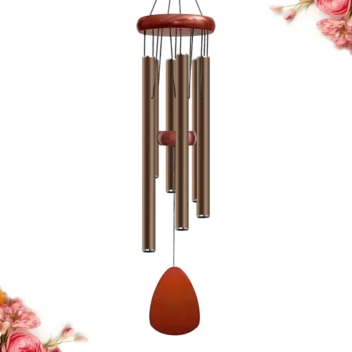 Miniatura 35 de Bursvik Campanilla de viento de 28 pulgadas, campanillas de viento decorativas en metal para exteriores, conmemorativas, regalo de recuerdo, Negro