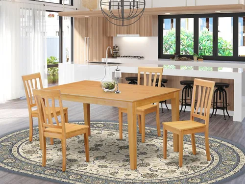 Miniatura 2 de East West Furniture CAAN5-OAK-W - Juego de mesa de comedor moderno de 5 piezas, incluye una mesa rectangular de madera y 4 sillas de comedor, 36 x