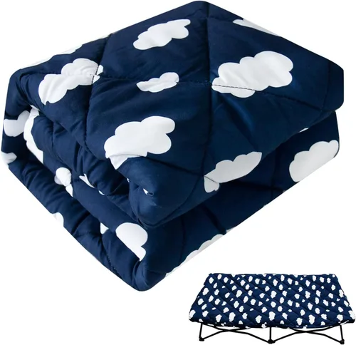Miniatura 8 de Sábana para Regalo My Cuna Cama portátil para niños pequeños, cuna de viaje Joovy (solo sábana, cama no incluida), funda acolchada para cuna de Azul