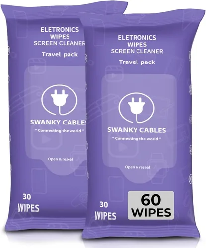 Toallitas Limpiadoras de Pantalla Swanky Cables: Toallitas Electrónicas para Pantallas - Toallitas para Limpiar Pantallas de Computadora, Lentes,