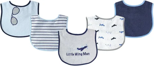 Miniatura 5 de Luvable Friends Baby Cotton Terry Drooler Bibs with PEVA Back, Transportation, One