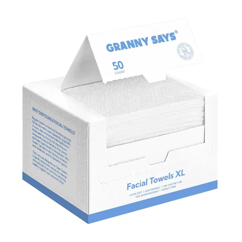 GRANNY SAYS Toalla facial desechable, toallas faciales desechables a base de plantas, 50 toallas extra gruesas y suaves, toallas de piel limpia para