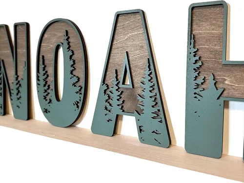 Miniatura 10 de Letrero con nombre para guardería, letrero bohemio para guardería, letreros de apellido familiar, arte de pared 3D para habitaciones de niños