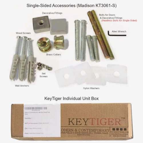Miniatura 9 de Manija de puerta negra mate de 32 pulgadas de largo, de 1 cara, moderna manija de puerta delantera de acero inoxidable para puertas de vidrio