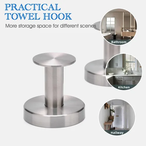 Miniatura 4 de NEWRAIN Ganchos para toallas, paquete de 4 toalleros para pared de baño, puerta de armario, cocina, dormitorio, hotel, diseño moderno y sin