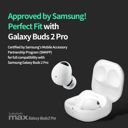 Miniatura 3 de AZLA SednaEarfit MAX para Galaxy Buds 2 Pro Phantom Black (S/MS/M), puntas de auriculares para auriculares inalámbricos, puntas de repuesto